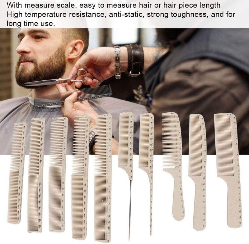 woobles Hair Cutting Combs, 10pcs Professional Anti-static Heat Resistant Hairdressing Comb Barber Hair Styling Comb With Measure Scale For Salon Or Personal Use(1#) - Image 2